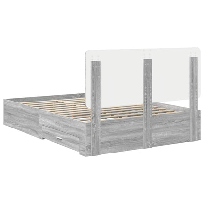 Bed Frame with Drawer Grey Sonoma 150 x 200 cm Engineered Wood