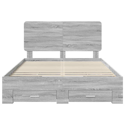 Bed Frame with Drawer Grey Sonoma 150 x 200 cm Engineered Wood