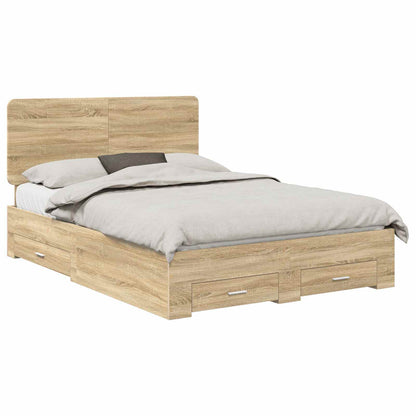 Bed Frame with Drawer Sonoma Oak 140 x 200 cm Engineered Wood