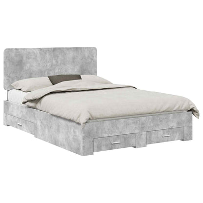 Bed Frame Concrete Grey 140 x 200 cm Engineered Wood
