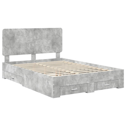 Bed Frame Concrete Grey 140 x 200 cm Engineered Wood