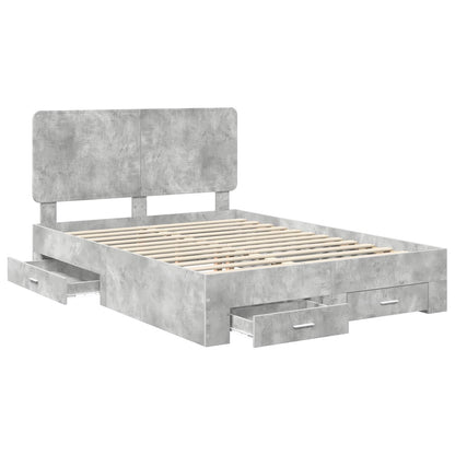 Bed Frame Concrete Grey 140 x 200 cm Engineered Wood