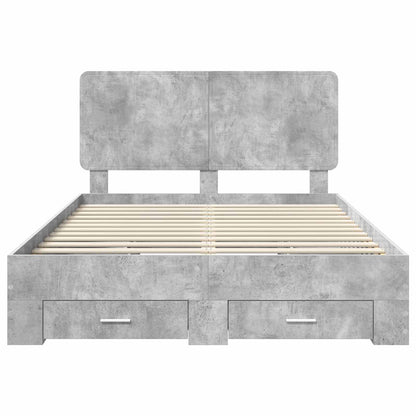 Bed Frame Concrete Grey 140 x 200 cm Engineered Wood