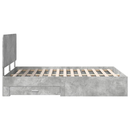 Bed Frame Concrete Grey 140 x 200 cm Engineered Wood