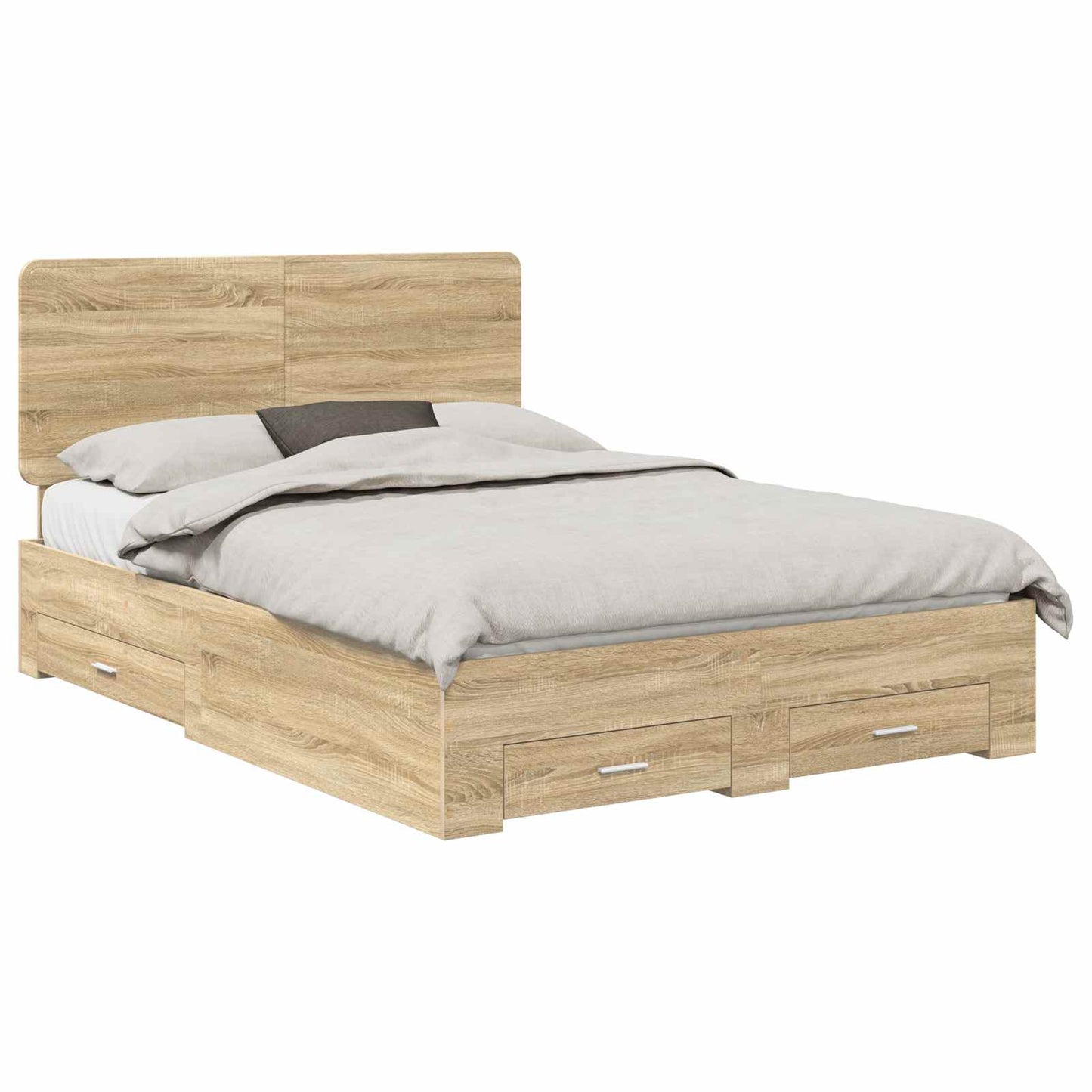 Bed Frame with Drawer Sonoma Oak 140 x 190 cm Engineered Wood