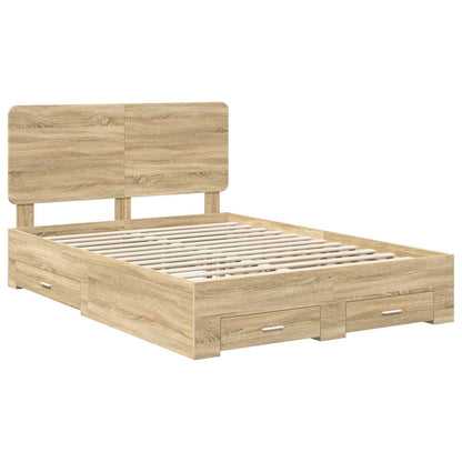 Bed Frame with Drawer Sonoma Oak 140 x 190 cm Engineered Wood