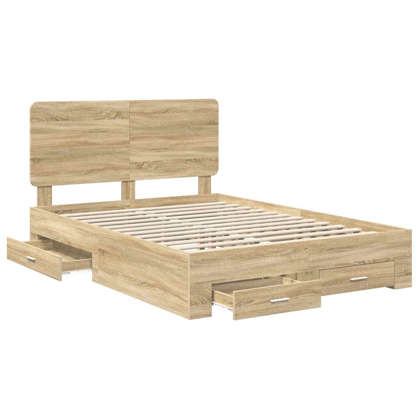 Bed Frame with Drawer Sonoma Oak 140 x 190 cm Engineered Wood
