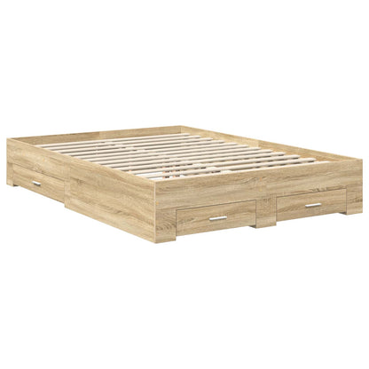 Bed Frame with Drawer Sonoma Oak 140 x 190 cm Engineered Wood
