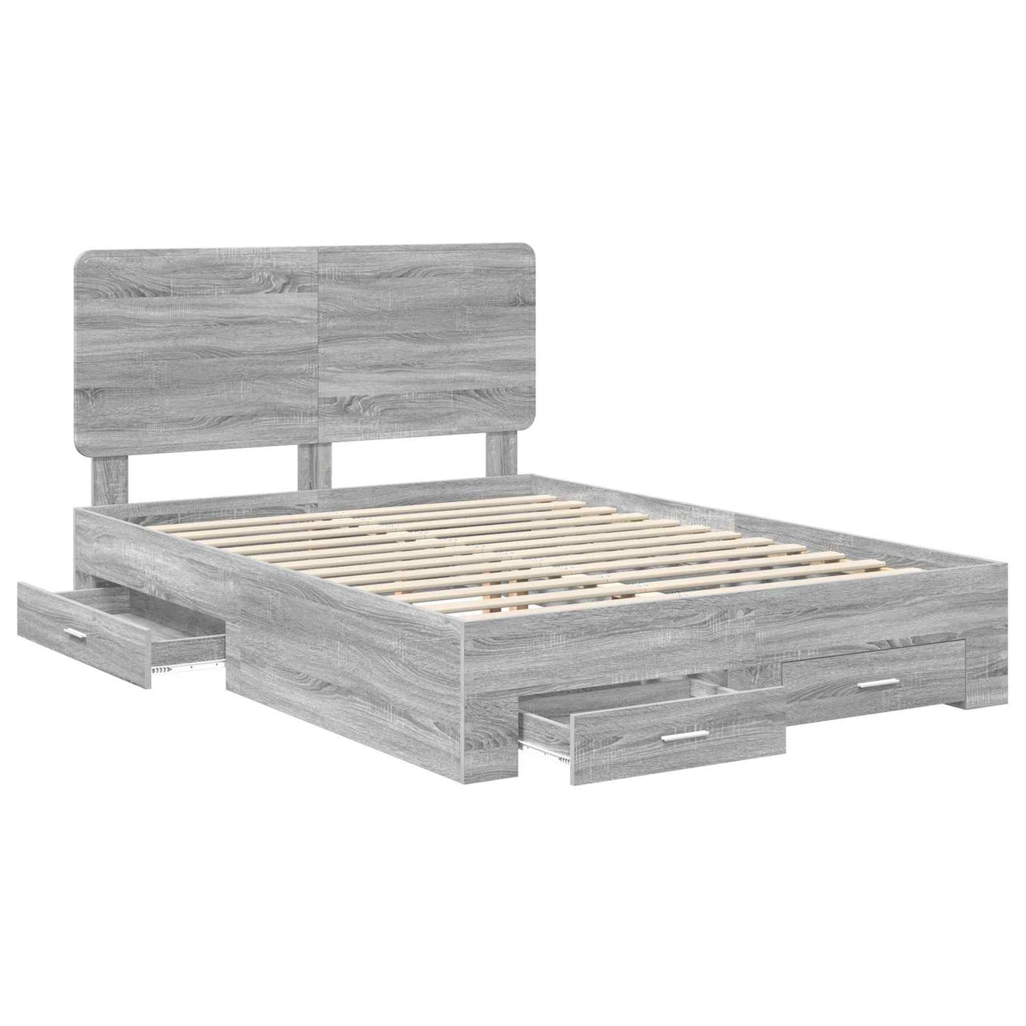 Bed Frame with Drawer Grey Sonoma 140 x 190 cm Engineered Wood