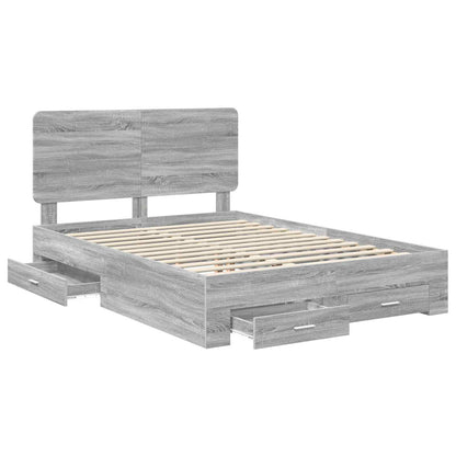 Bed Frame with Drawer Grey Sonoma 140 x 190 cm Engineered Wood