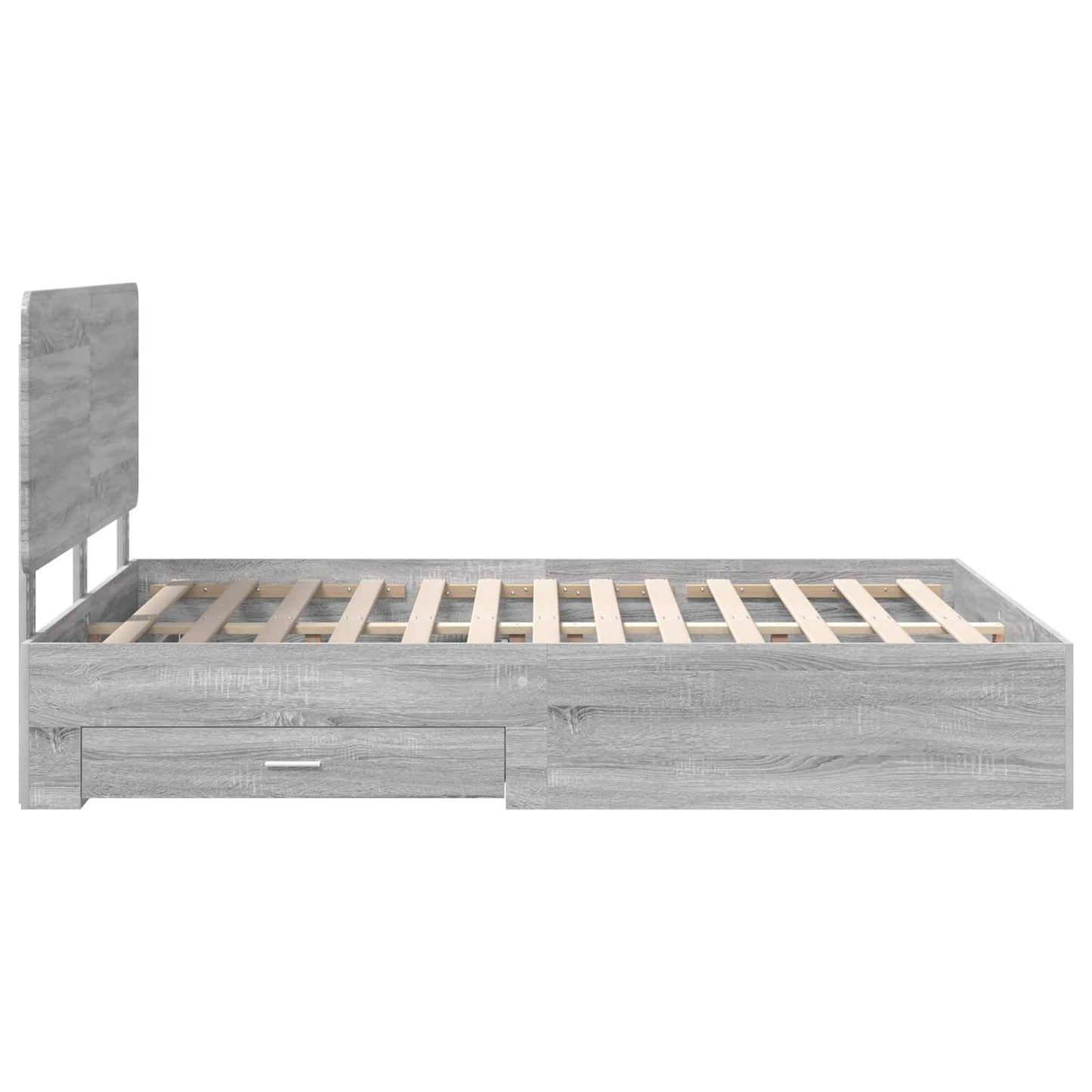 Bed Frame with Drawer Grey Sonoma 140 x 190 cm Engineered Wood