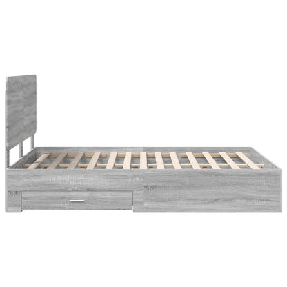 Bed Frame with Drawer Grey Sonoma 140 x 190 cm Engineered Wood