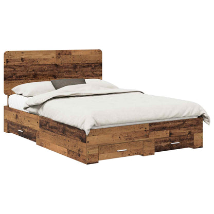 Bed Frame with Headboard Old Wood 140 x 190 cm Engineered Wood