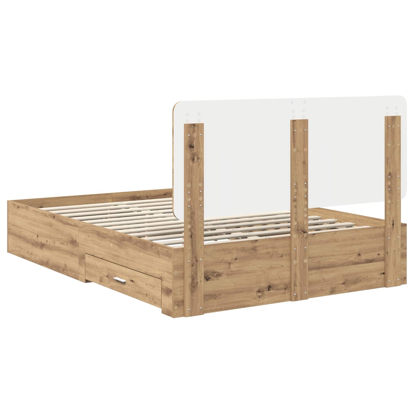 Bed Frame with Drawer Artisan Oak 140 x 190 cm Engineered Wood