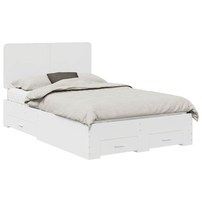 Bed Frame with Headboard White 135 x 190 cm Engineered Wood