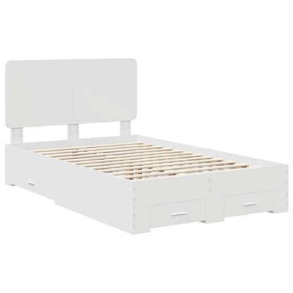 Bed Frame with Headboard White 135 x 190 cm Engineered Wood