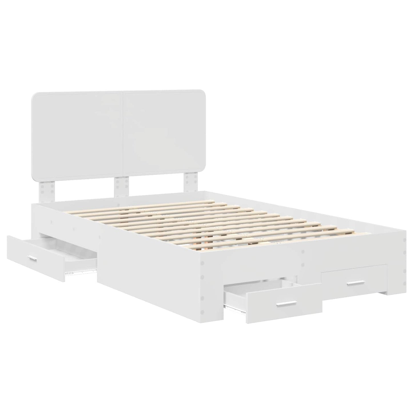 Bed Frame with Headboard White 135 x 190 cm Engineered Wood