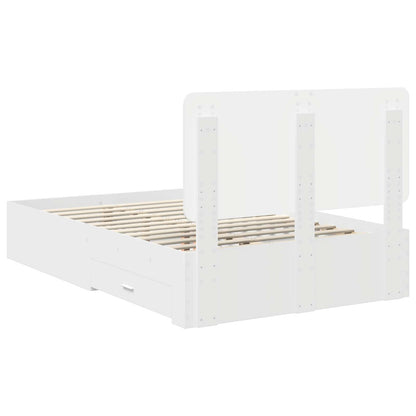 Bed Frame with Headboard White 135 x 190 cm Engineered Wood