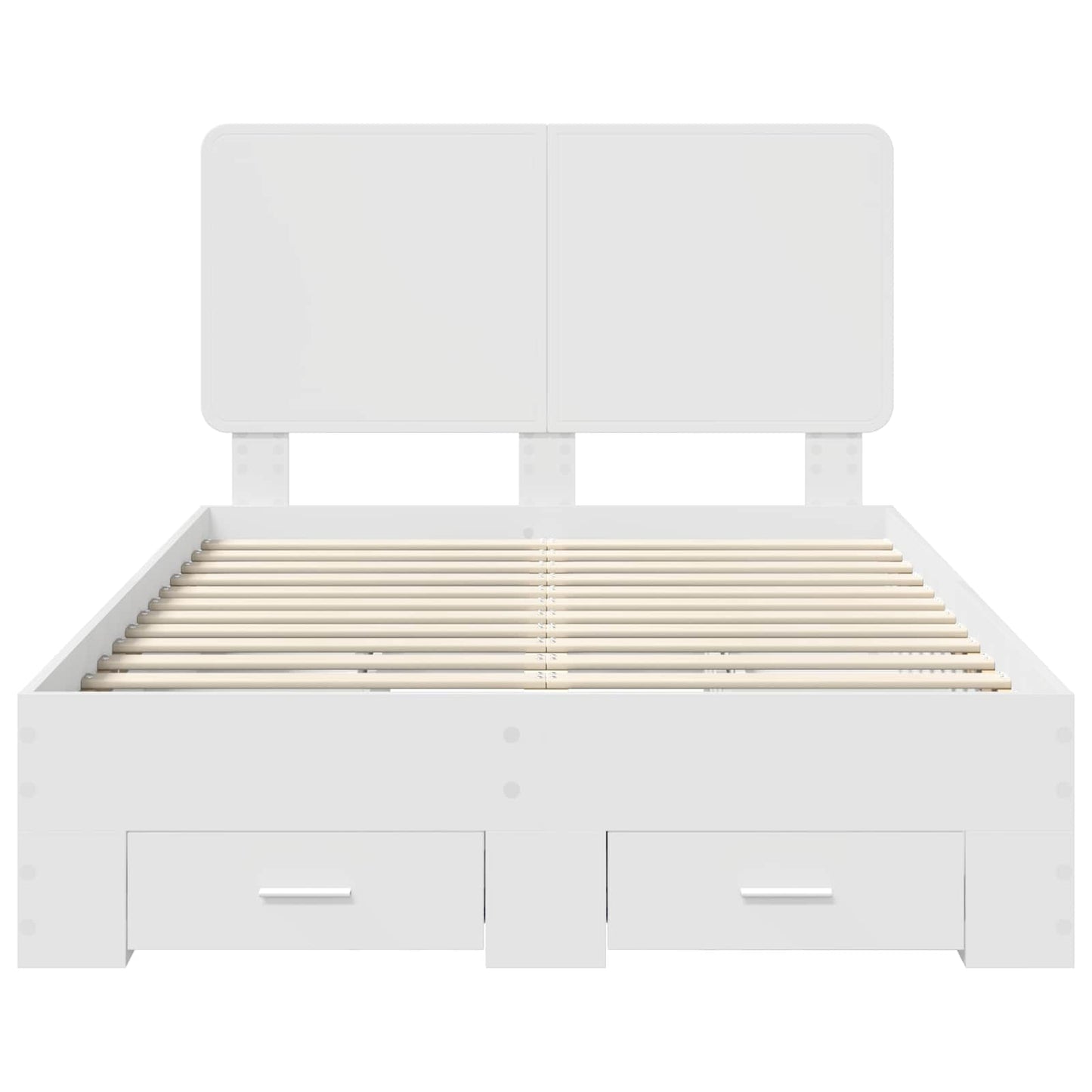 Bed Frame with Headboard White 135 x 190 cm Engineered Wood
