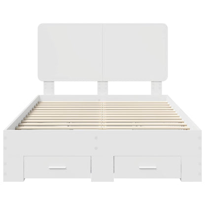Bed Frame with Headboard White 135 x 190 cm Engineered Wood