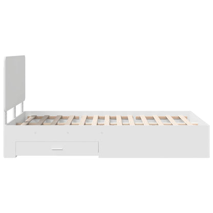 Bed Frame with Headboard White 135 x 190 cm Engineered Wood