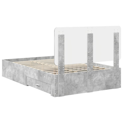 Bed Frame Concrete Grey 135 x 190 cm Engineered Wood