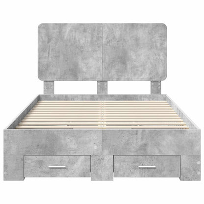 Bed Frame Concrete Grey 135 x 190 cm Engineered Wood