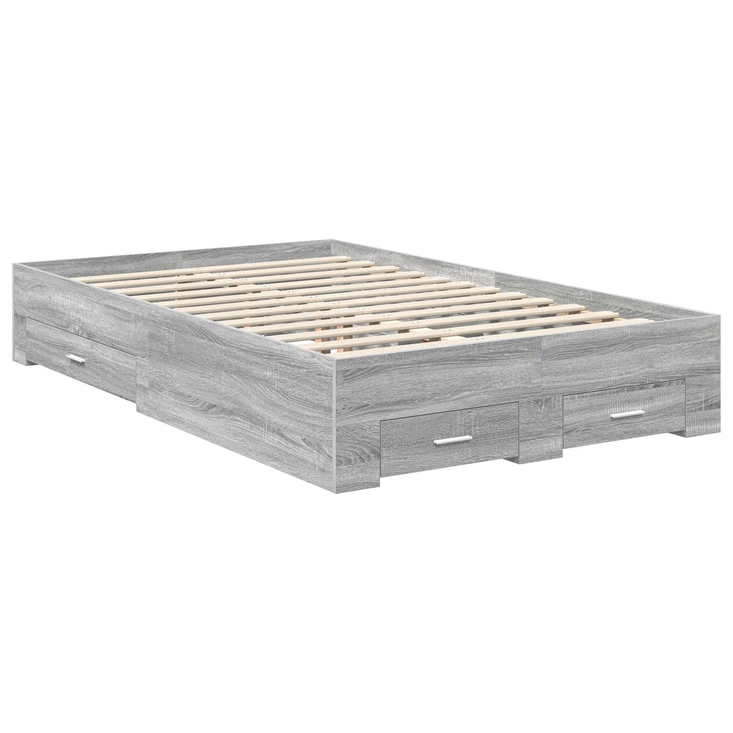 Bed Frame with Drawer Grey Sonoma 135 x 190 cm Engineered Wood
