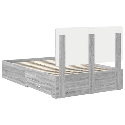 Bed Frame with Drawer Grey Sonoma 135 x 190 cm Engineered Wood