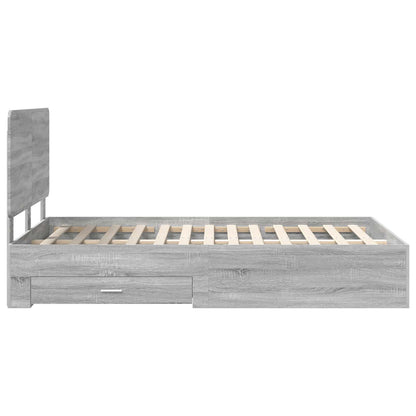 Bed Frame with Drawer Grey Sonoma 135 x 190 cm Engineered Wood