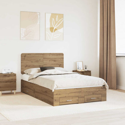 Bed Frame with Drawer Artisan Oak 135 x 190 cm Engineered Wood