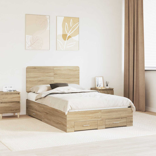 Bed Frame with Drawer Sonoma Oak 120 x 200 cm Engineered Wood