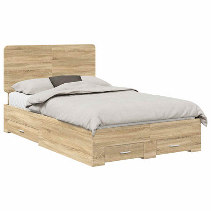 Bed Frame with Drawer Sonoma Oak 120 x 200 cm Engineered Wood