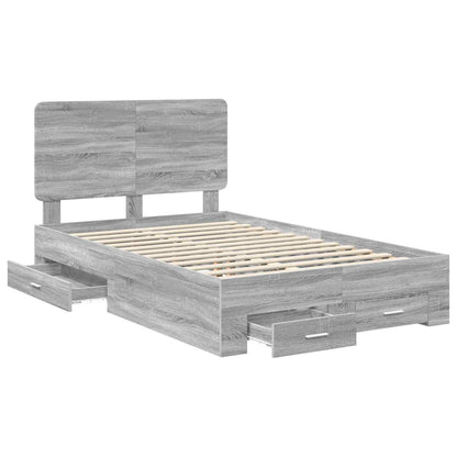 Bed Frame with Drawer Grey Sonoma 120 x 200 cm Engineered Wood