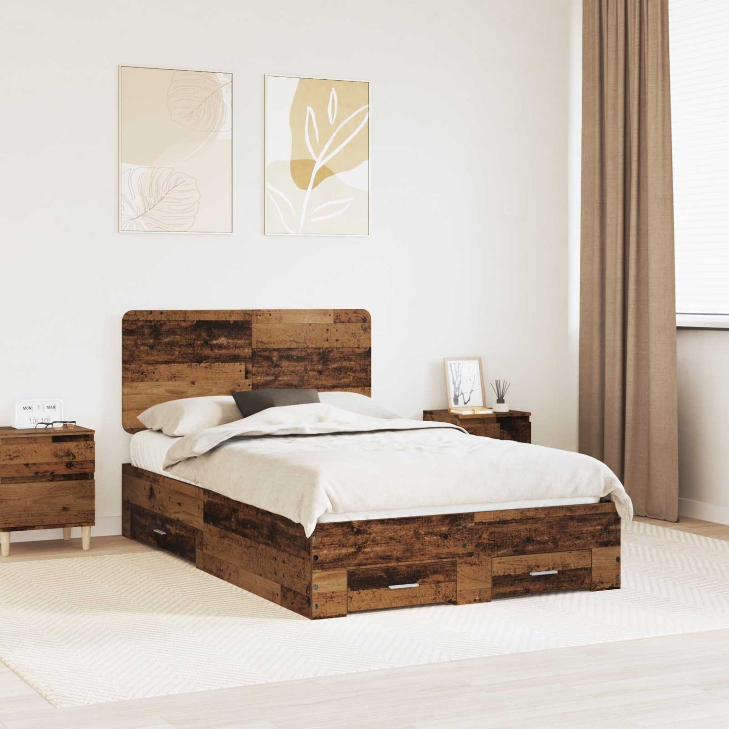 Bed Frame with Headboard Old Wood 120 x 200 cm Engineered Wood