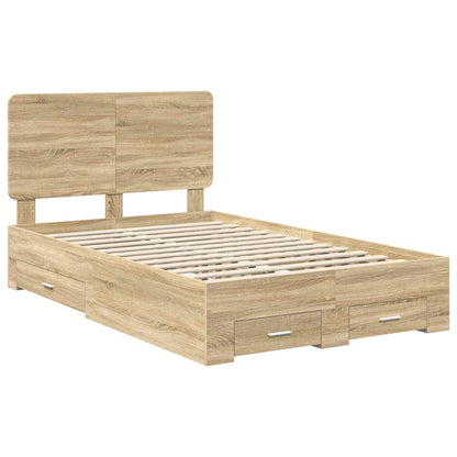Bed Frame with Drawer Sonoma Oak 120 x 190 cm Engineered Wood