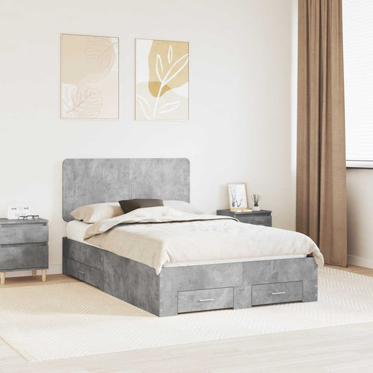 Bed Frame Concrete Grey 120 x 190 cm Engineered Wood