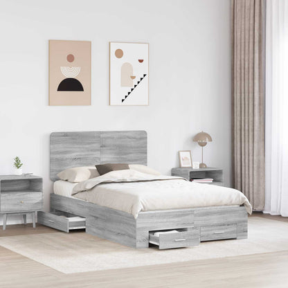 Bed Frame with Drawer Grey Sonoma 120 x 190 cm Engineered Wood