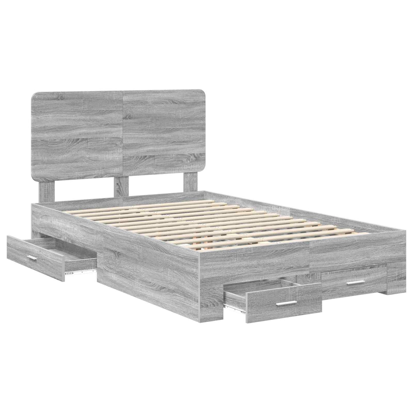 Bed Frame with Drawer Grey Sonoma 120 x 190 cm Engineered Wood