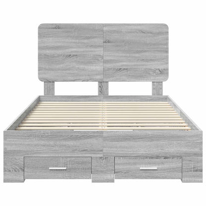 Bed Frame with Drawer Grey Sonoma 120 x 190 cm Engineered Wood