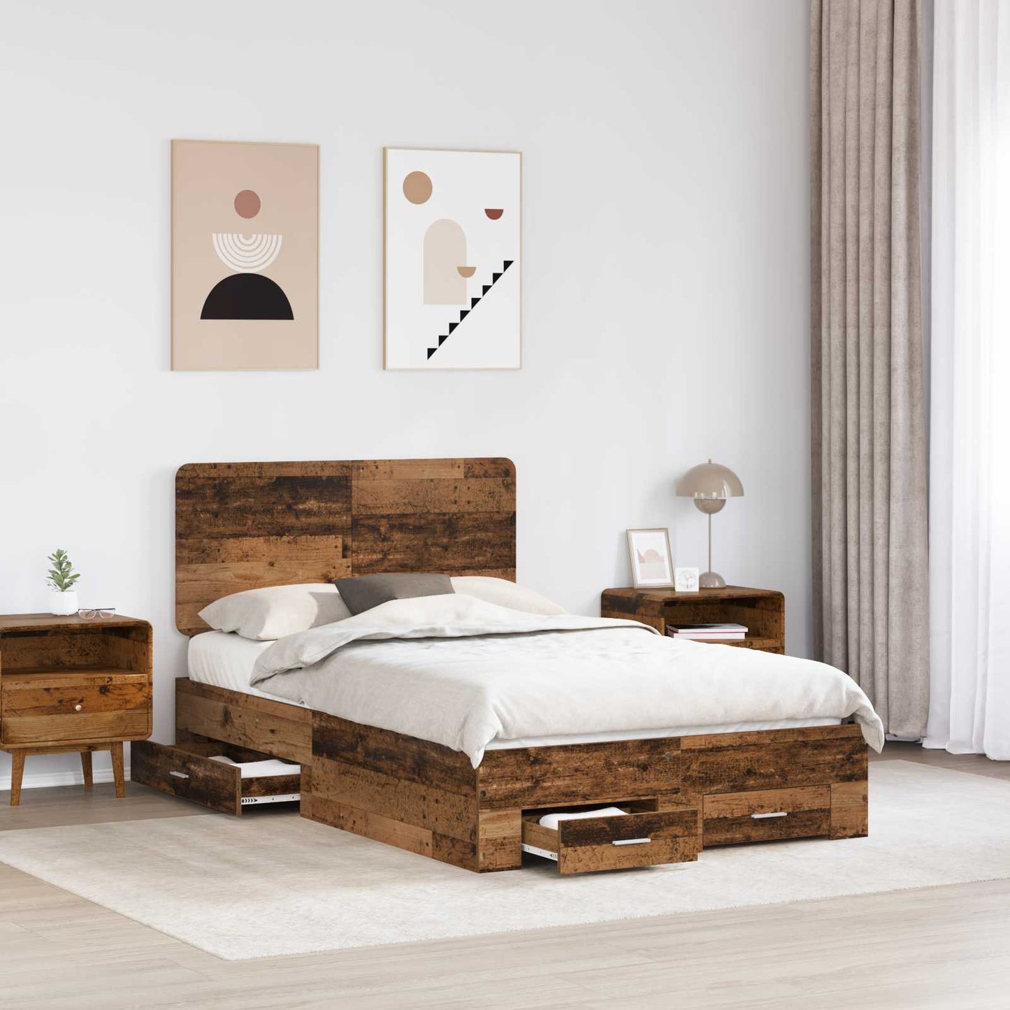 Bed Frame with Headboard Old Wood 120 x 190 cm Engineered Wood
