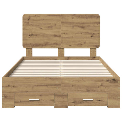 Bed Frame with Drawer Artisan Oak 120 x 190 cm Engineered Wood
