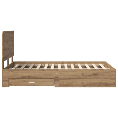 Bed Frame with Drawer Artisan Oak 120 x 190 cm Engineered Wood