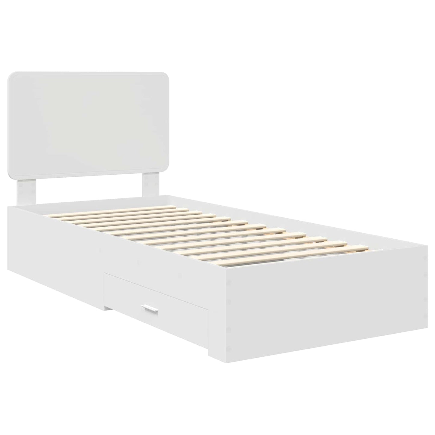 Bed Frame with Headboard White 100 x 200 cm Engineered Wood