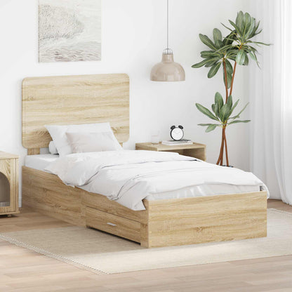 Bed Frame with Drawer Sonoma Oak 100 x 200 cm Engineered Wood