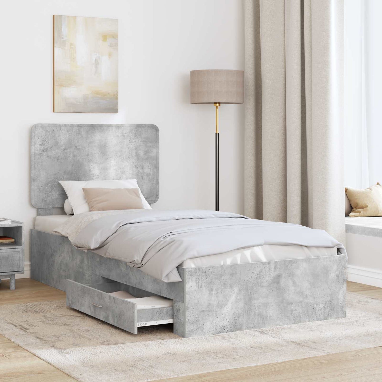 Bed Frame Concrete Grey 100 x 200 cm Engineered Wood