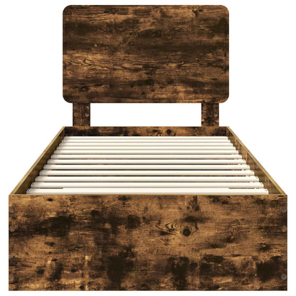 Bed Frame with Drawer Smoked Oak 100 x 200 cm Engineered Wood