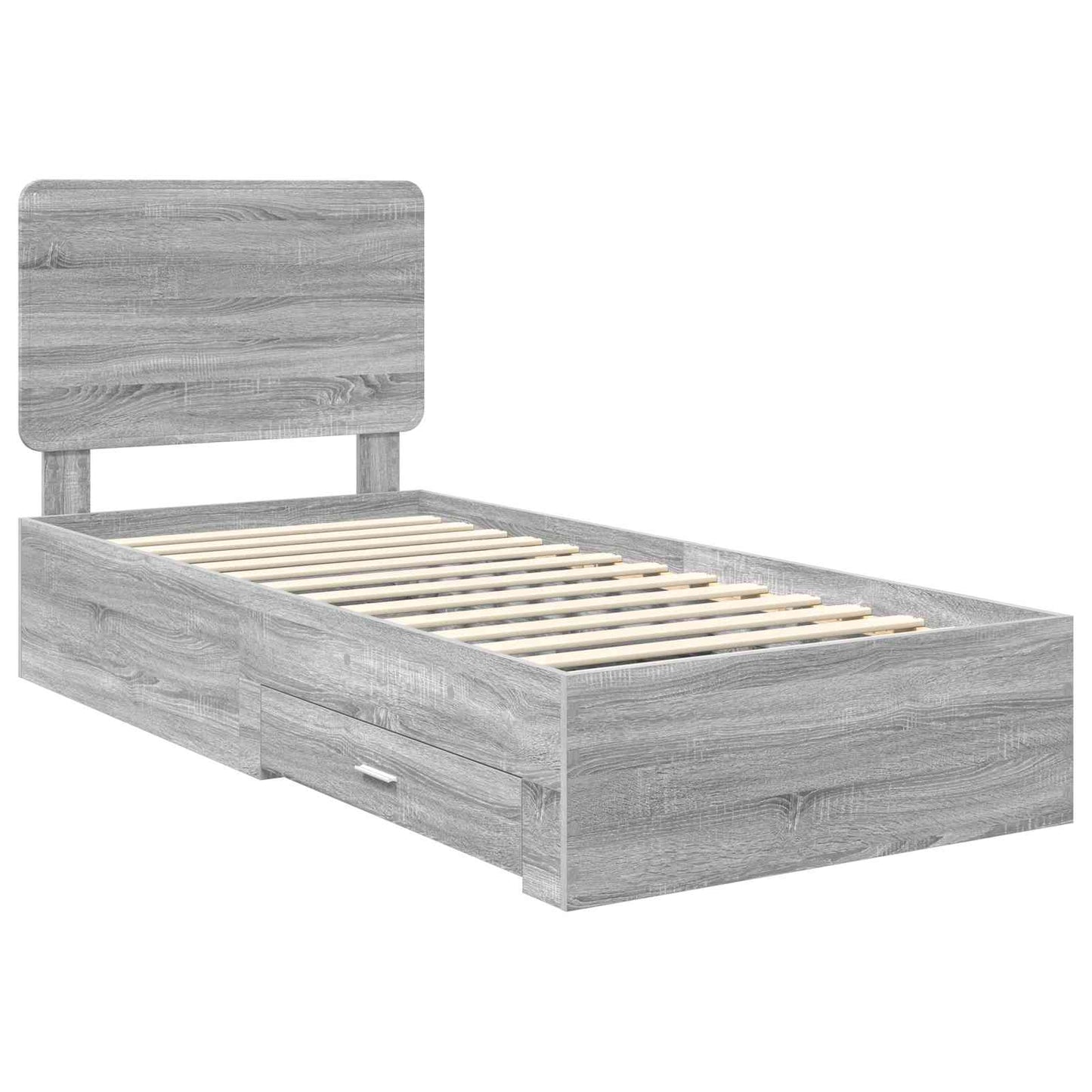 Bed Frame with Drawer Grey Sonoma 100 x 200 cm Engineered Wood