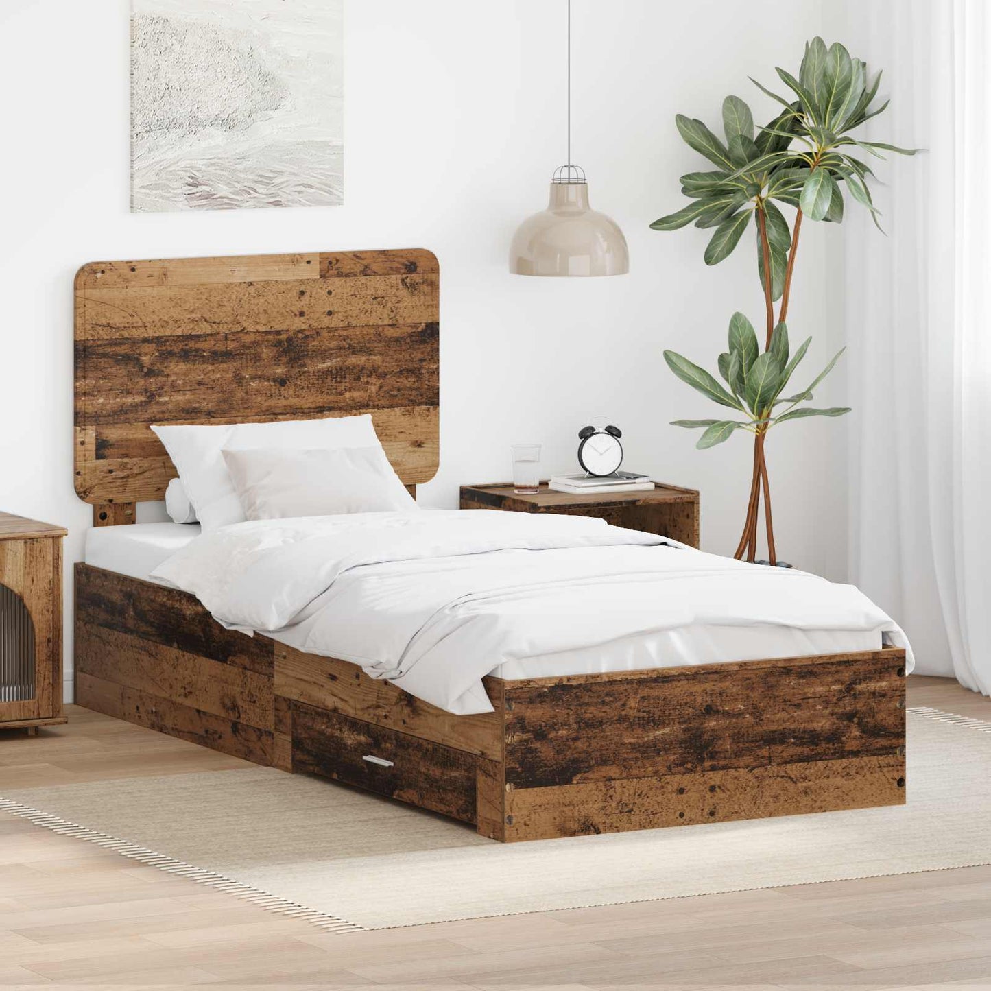 Bed Frame with Headboard Old Wood 100 x 200 cm Engineered Wood