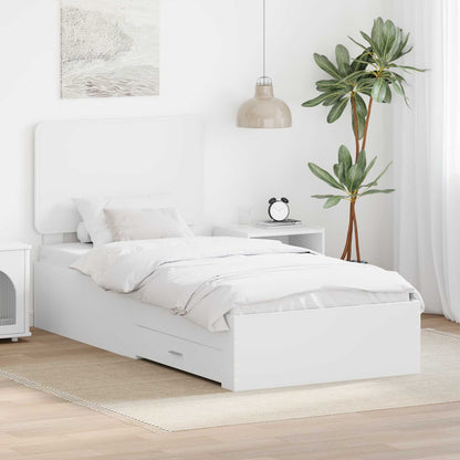 Bed Frame with Headboard White 90 x 200 cm Engineered Wood